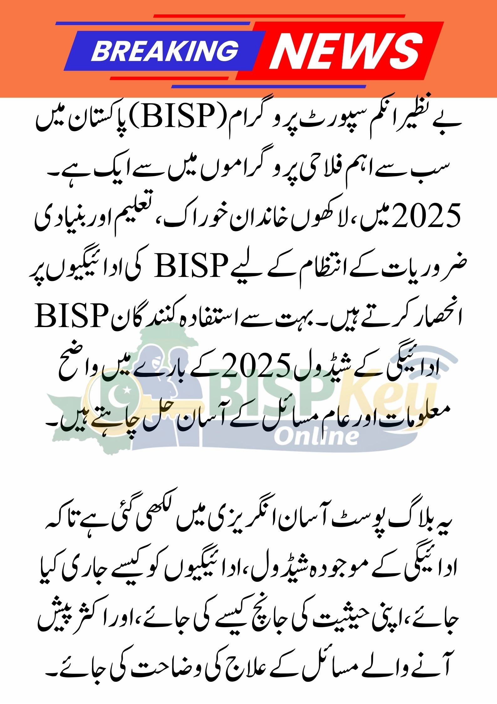 BISP Payment Schedule 2025