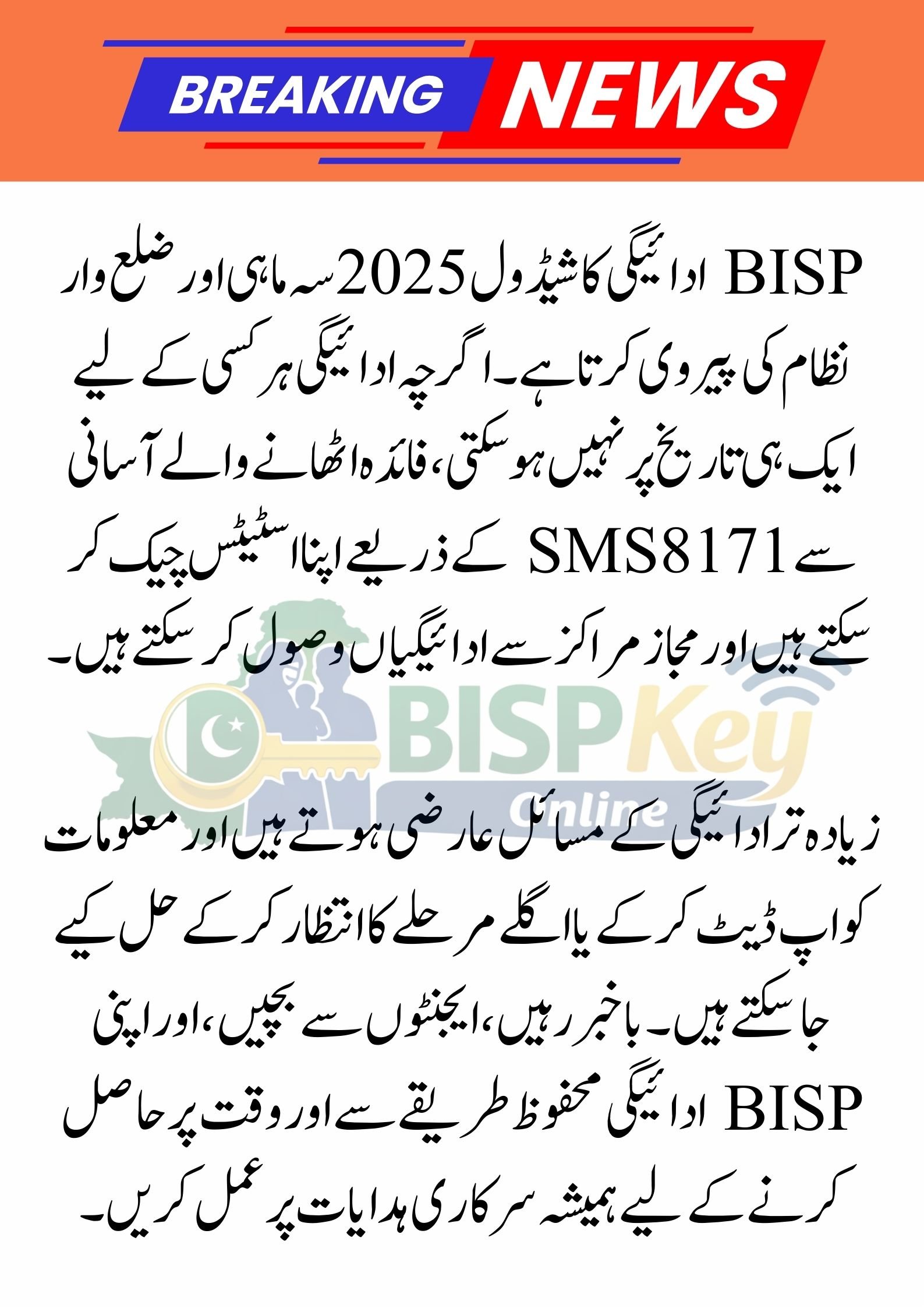 BISP Payment Schedule 2025